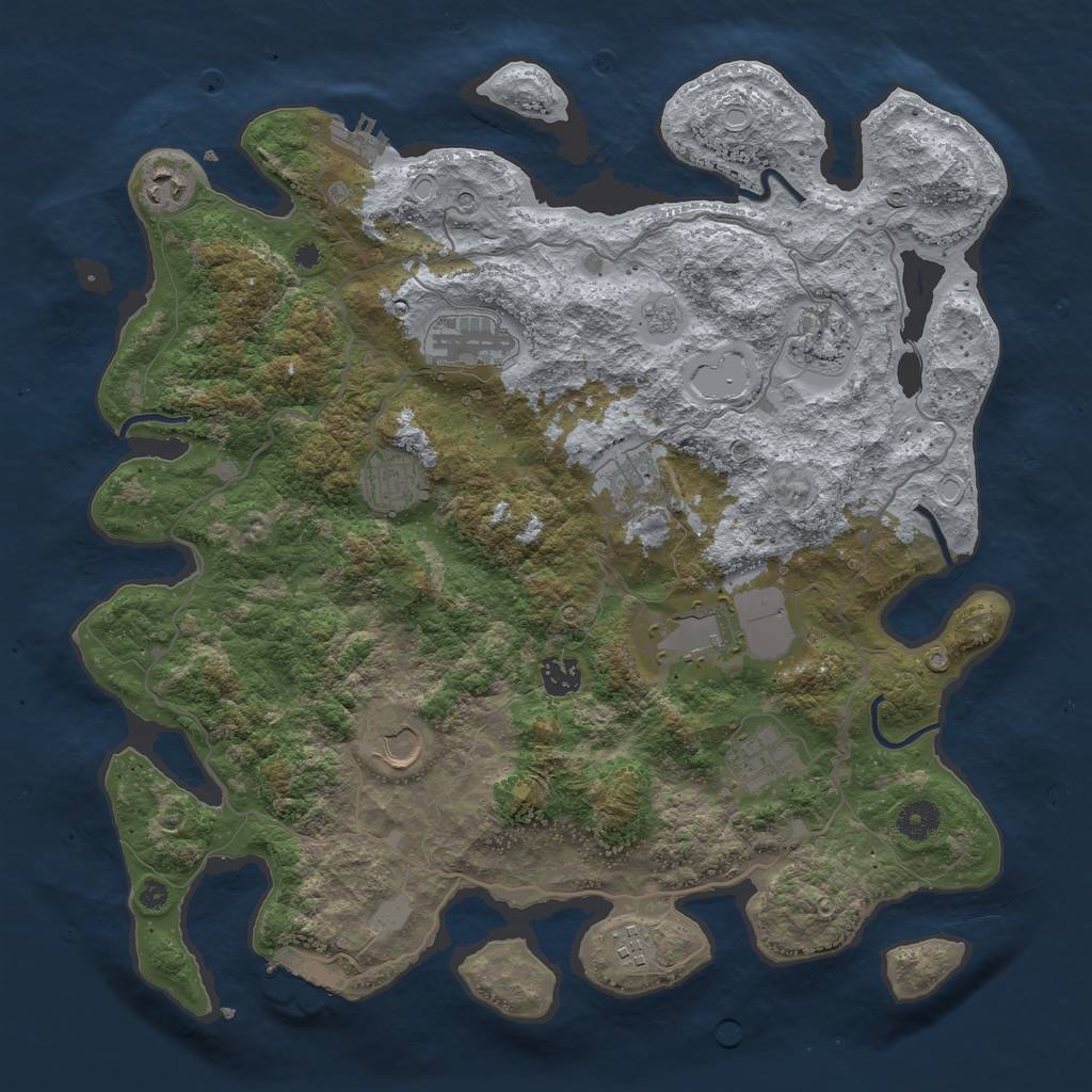 Rust Map: Procedural Map, Size: 4000, Seed: 462418058, 17 Monuments