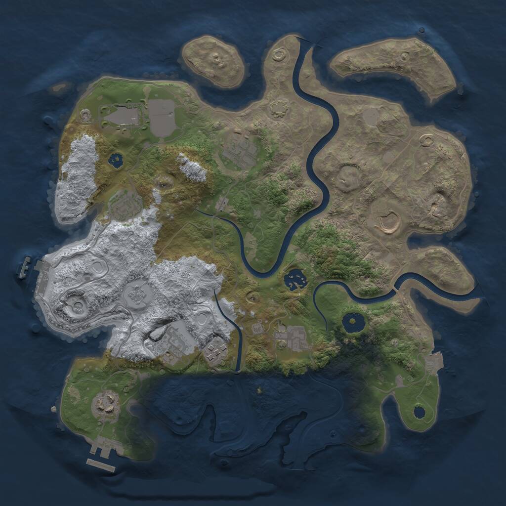 Rust Map: Procedural Map, Size: 3500, Seed: 10866084, 15 Monuments