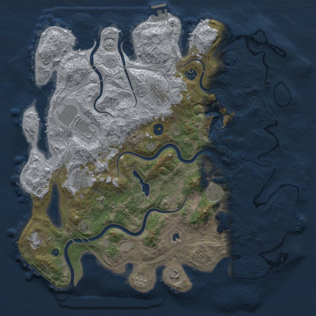 Rust Map: Procedural Map, Size: 4250, Seed: 1104118545, 14 Monuments
