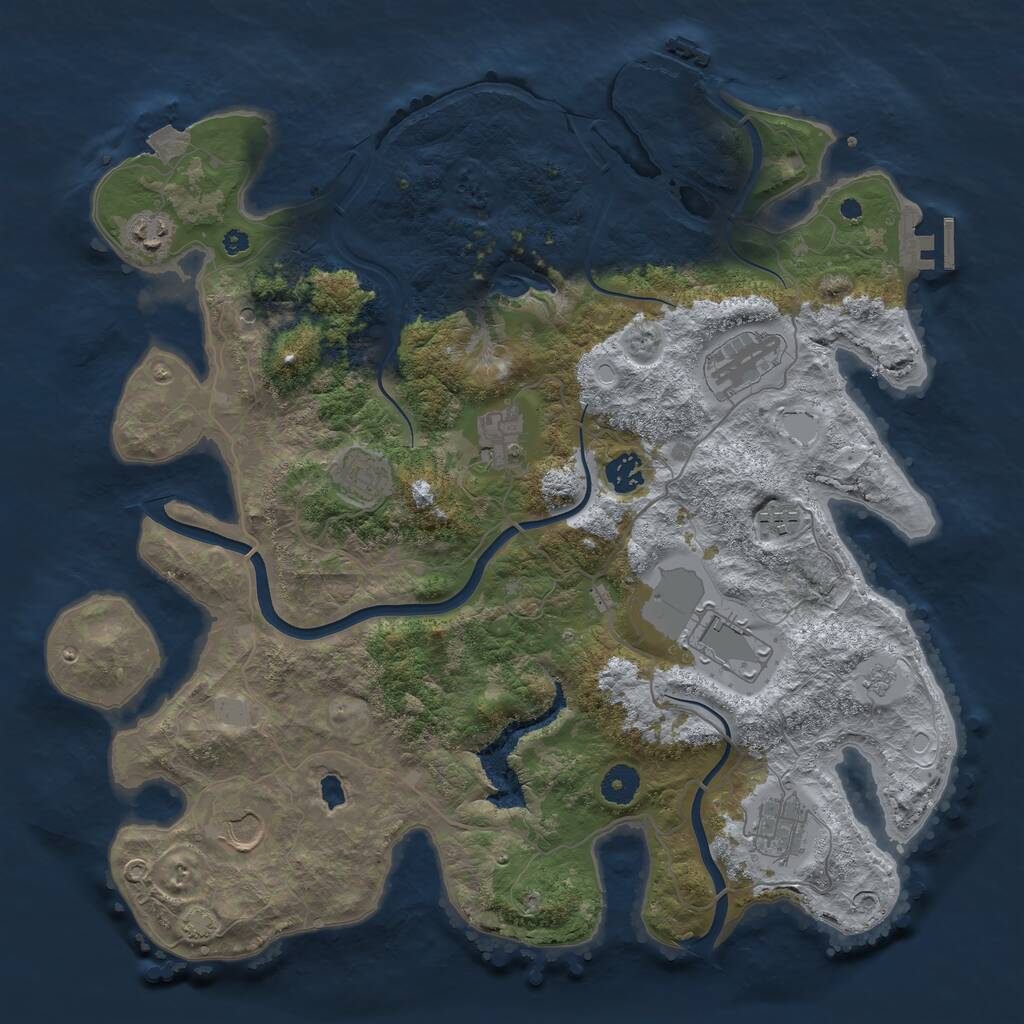 Rust Map: Procedural Map, Size: 4000, Seed: 1673588204, 15 Monuments
