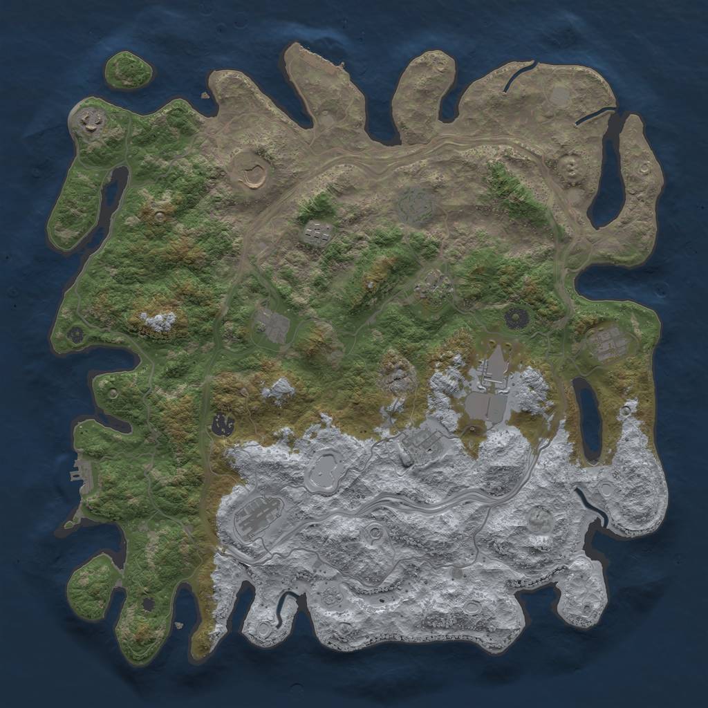 Rust Map: Procedural Map, Size: 4500, Seed: 1312744006, 18 Monuments