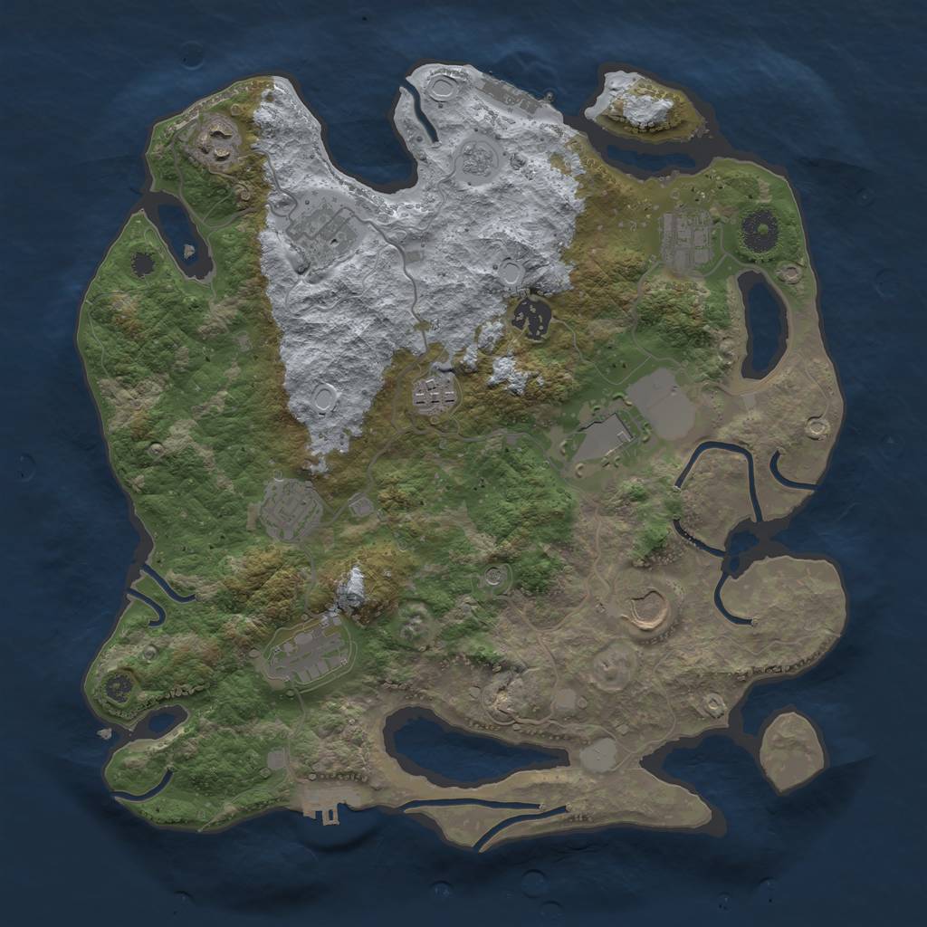 Rust Map: Procedural Map, Size: 3500, Seed: 2146045038, 16 Monuments