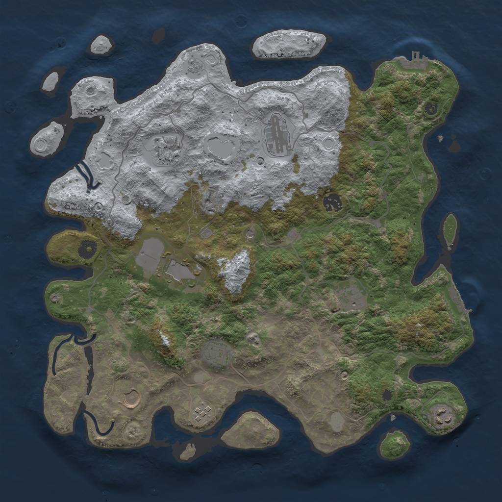 Rust Map: Procedural Map, Size: 4000, Seed: 1944867503, 16 Monuments