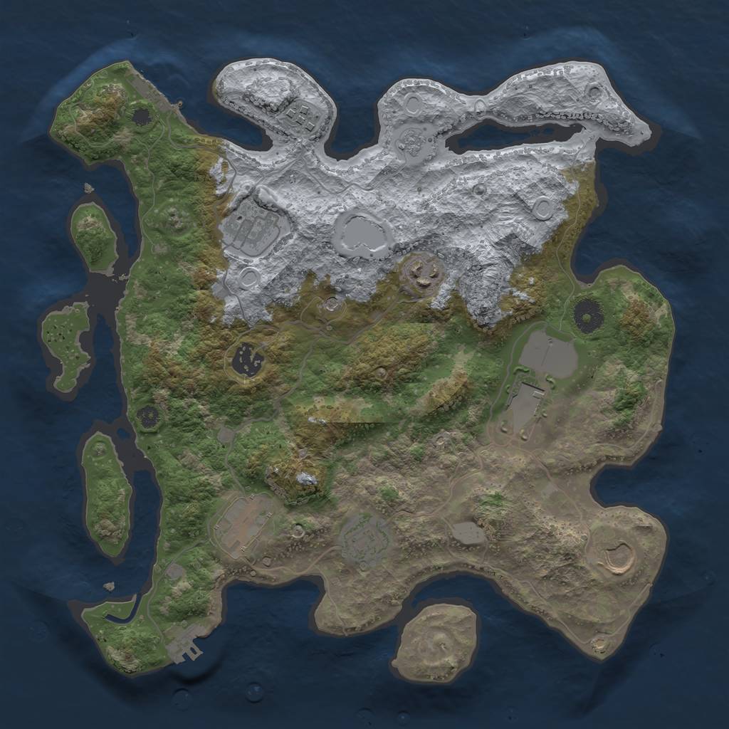Rust Map: Procedural Map, Size: 3500, Seed: 3032023, 15 Monuments