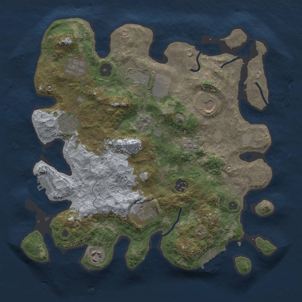 Rust Map: Procedural Map, Size: 3500, Seed: 984651, 15 Monuments