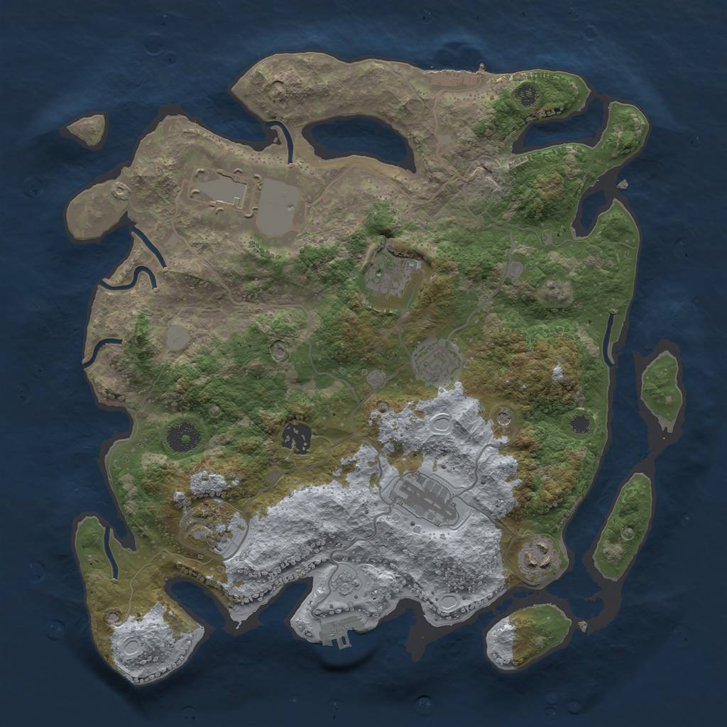 Rust Map: Procedural Map, Size: 3500, Seed: 1565510280, 14 Monuments