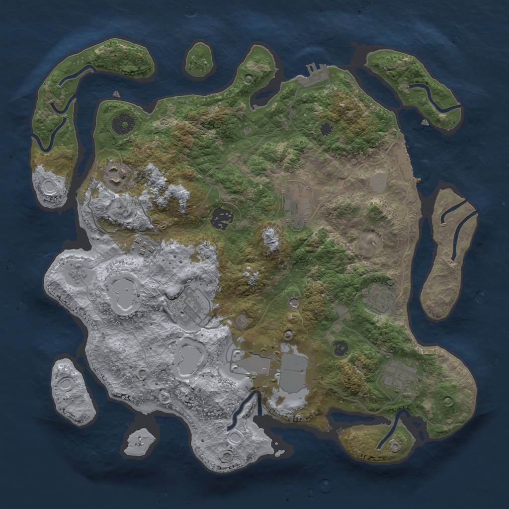 Rust Map: Procedural Map, Size: 3500, Seed: 1627886288, 15 Monuments