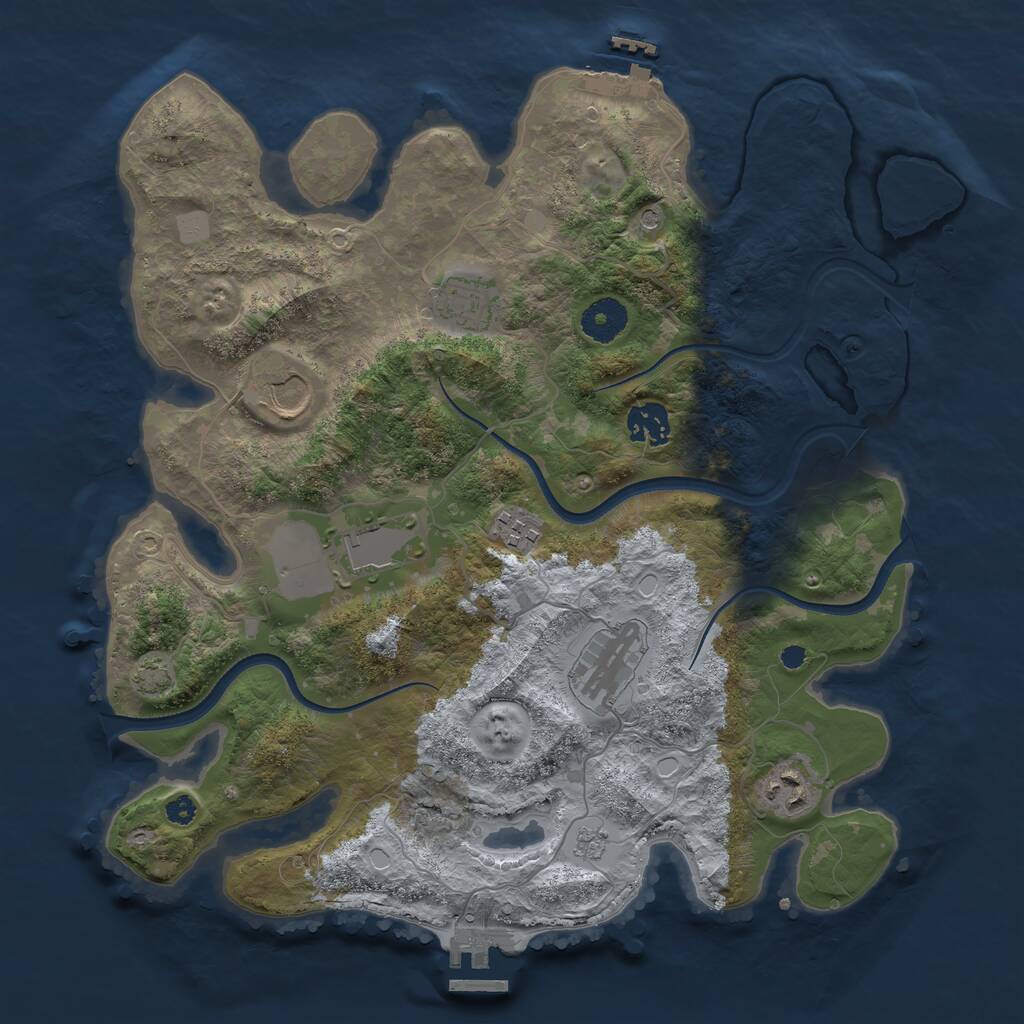 Rust Map: Procedural Map, Size: 3500, Seed: 548948028, 13 Monuments