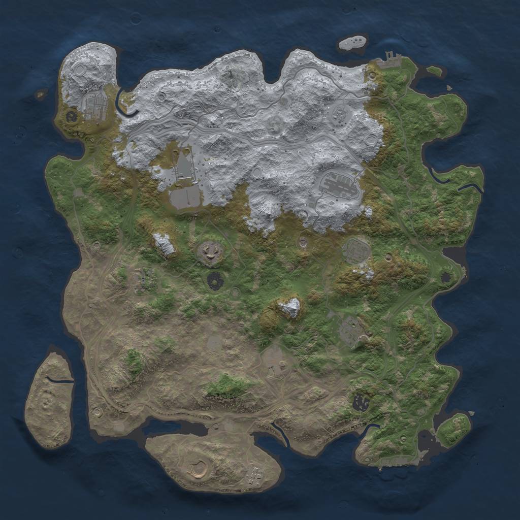Rust Map: Procedural Map, Size: 4500, Seed: 29191640, 18 Monuments