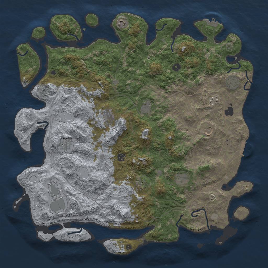 Rust Map: Procedural Map, Size: 4800, Seed: 1037253402, 18 Monuments