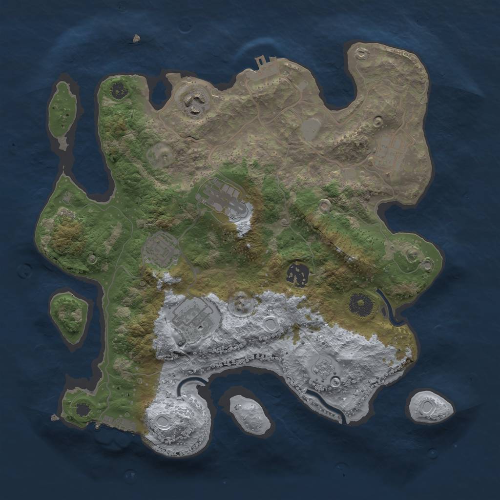 Rust Map: Procedural Map, Size: 3200, Seed: 1147483640, 12 Monuments