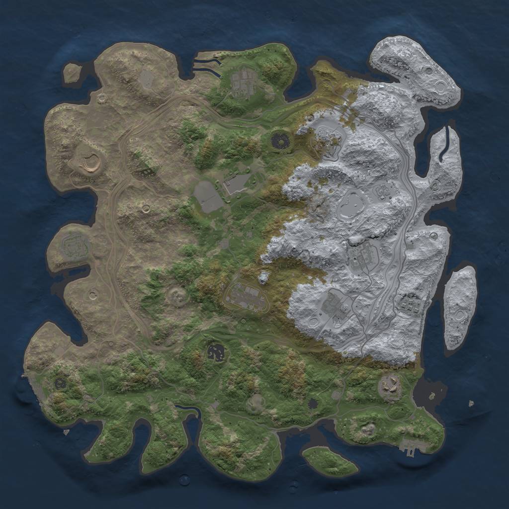 Rust Map: Procedural Map, Size: 4250, Seed: 437906508, 18 Monuments