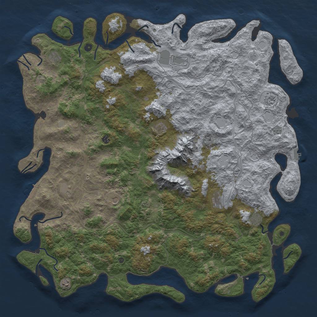 Rust Map: Procedural Map, Size: 6000, Seed: 2231, 18 Monuments