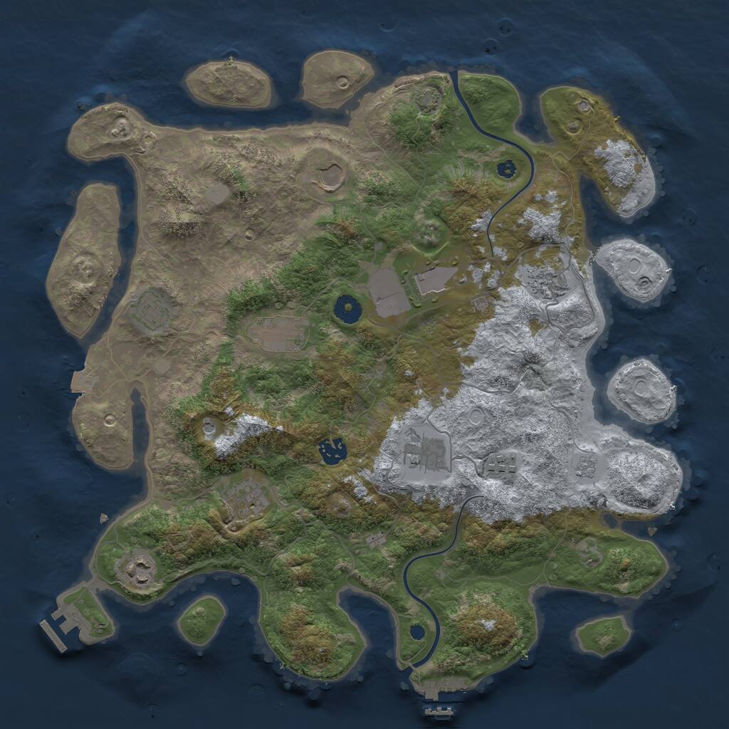 Rust Map: Procedural Map, Size: 3950, Seed: 274045710, 16 Monuments