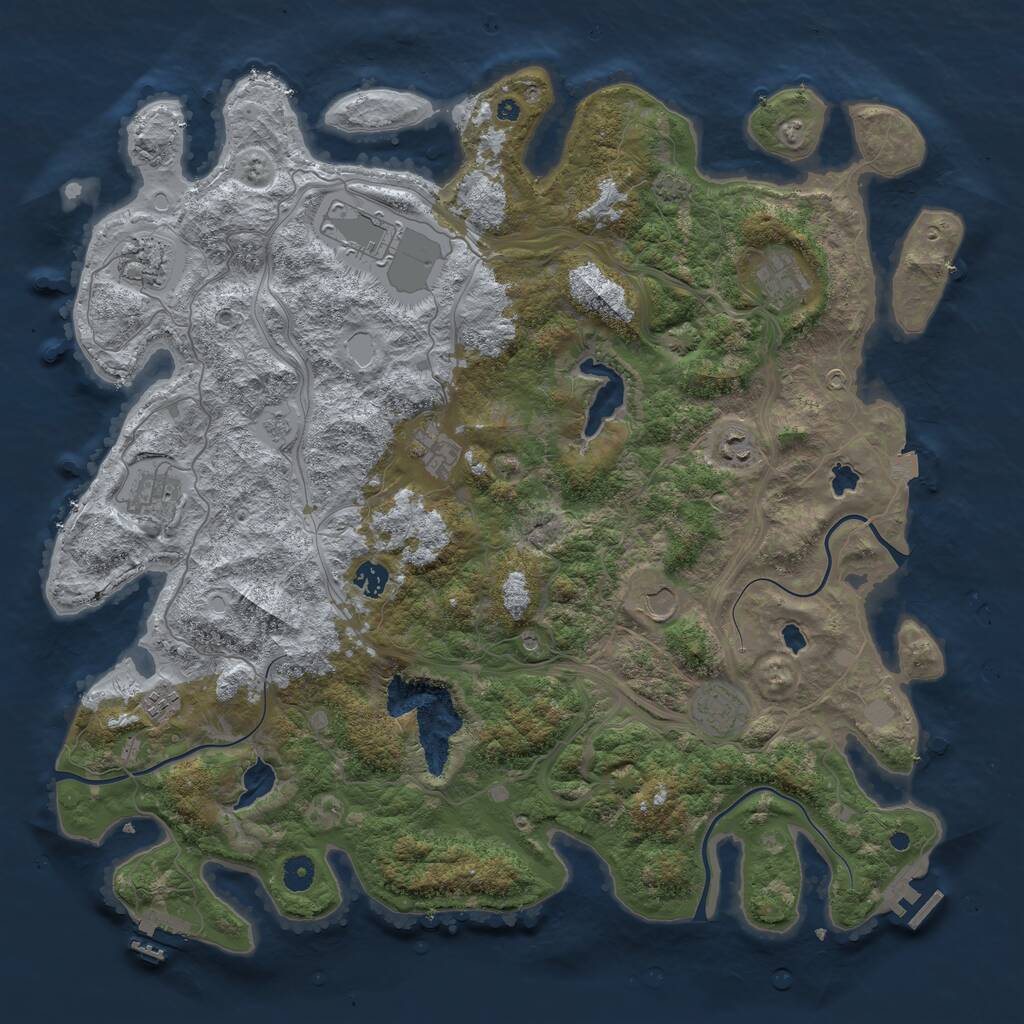 Rust Map: Procedural Map, Size: 4500, Seed: 4296366, 16 Monuments