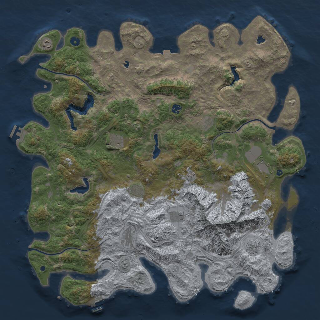 Rust Map: Procedural Map, Size: 5000, Seed: 391374271, 16 Monuments