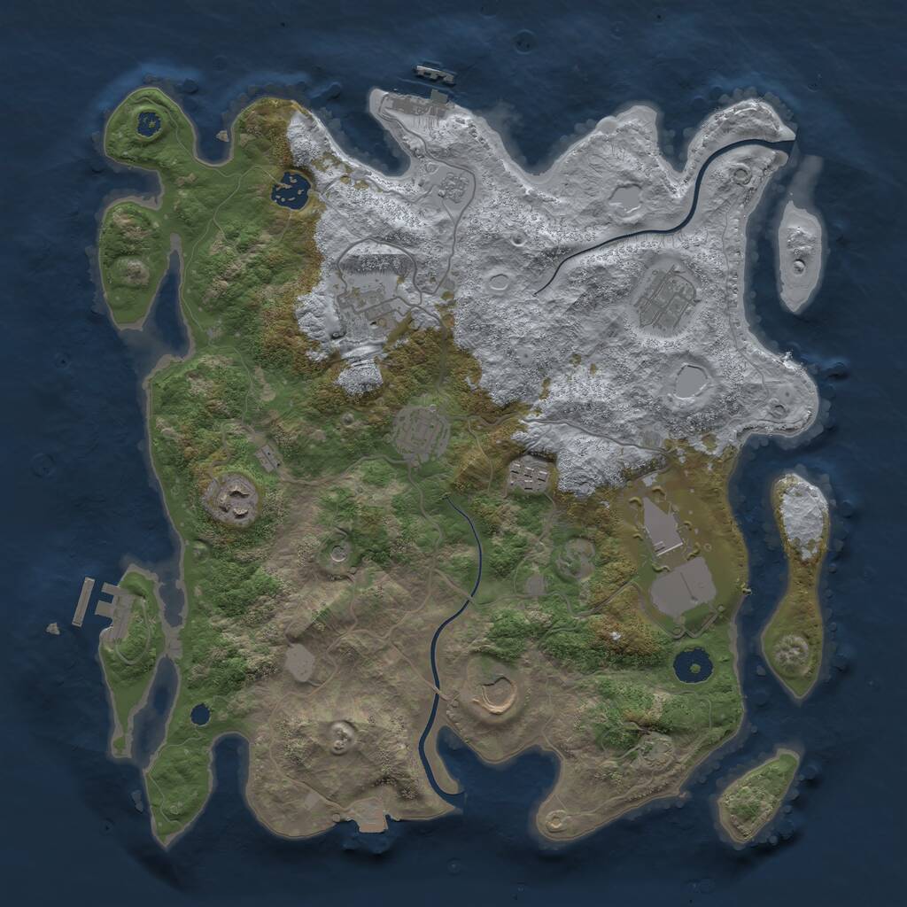 Rust Map: Procedural Map, Size: 3700, Seed: 84582749, 14 Monuments