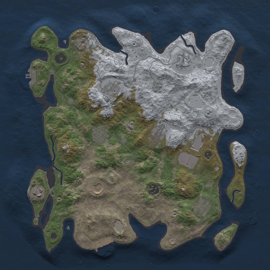 Rust Map: Procedural Map, Size: 3700, Seed: 84582749, 17 Monuments