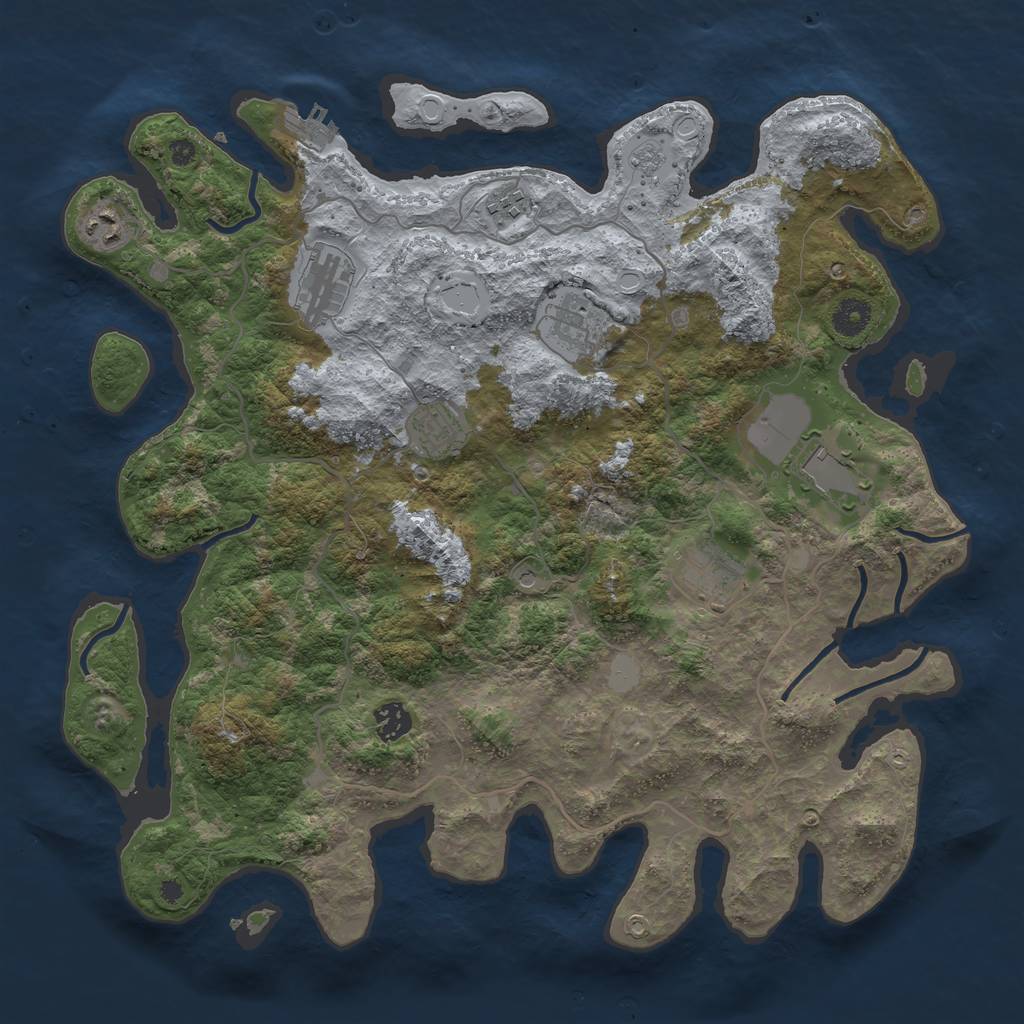 Rust Map: Procedural Map, Size: 4000, Seed: 186, 14 Monuments