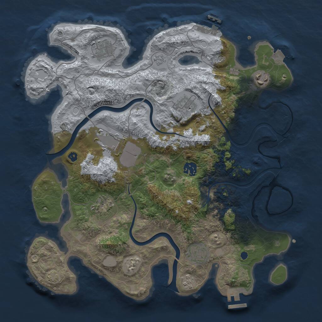 Rust Map: Procedural Map, Size: 3500, Seed: 9635010, 14 Monuments
