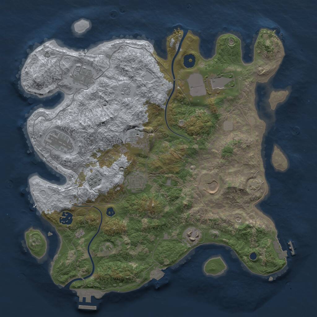 Rust Map: Procedural Map, Size: 3600, Seed: 2105947979, 15 Monuments