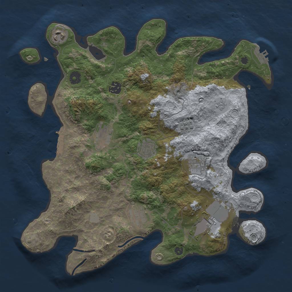 Rust Map: Procedural Map, Size: 3500, Seed: 362841, 14 Monuments
