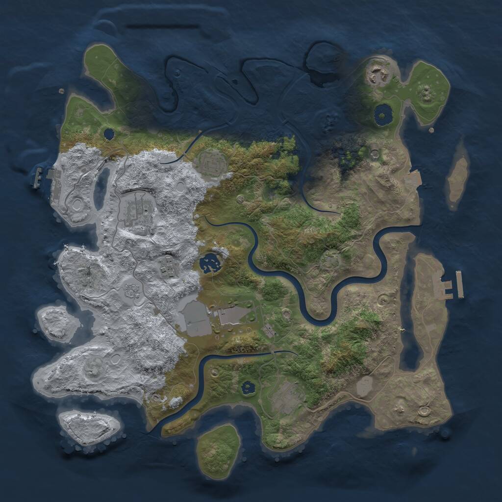 Rust Map: Procedural Map, Size: 3700, Seed: 359633, 13 Monuments