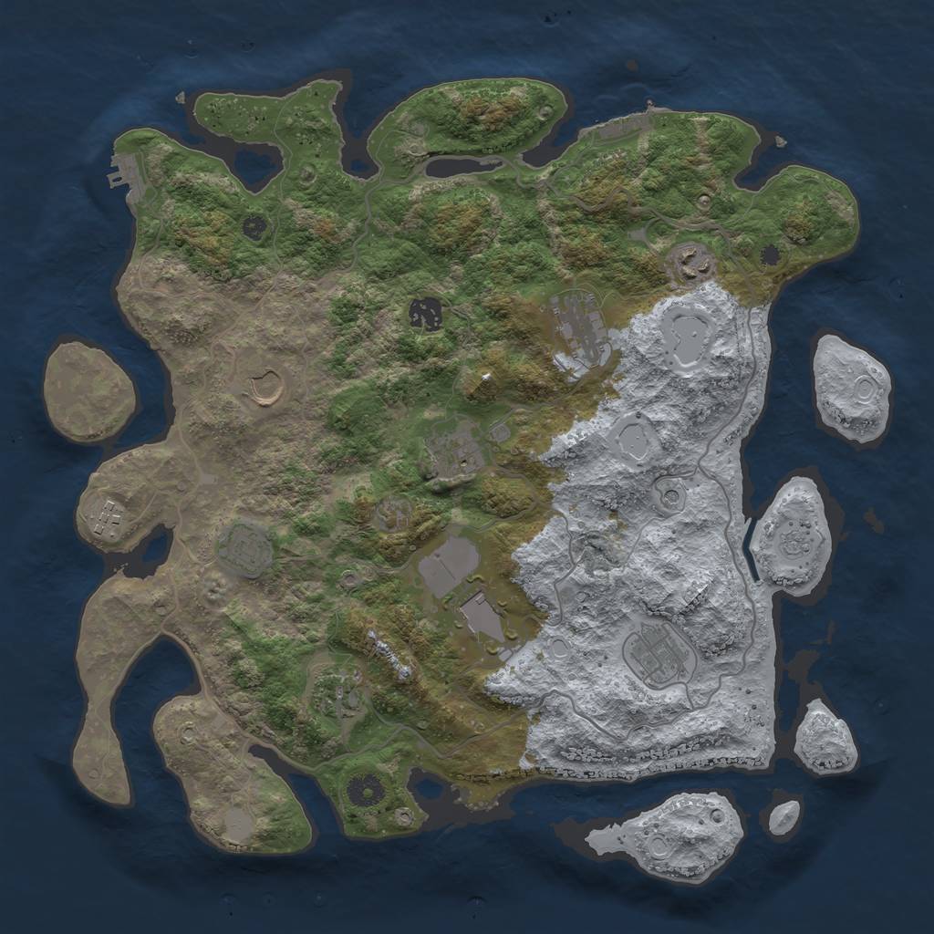 Rust Map: Procedural Map, Size: 4000, Seed: 788785246, 17 Monuments