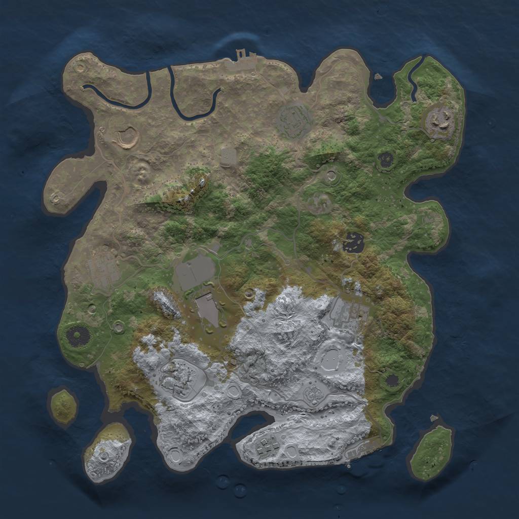 Rust Map: Procedural Map, Size: 3500, Seed: 1111257786, 16 Monuments