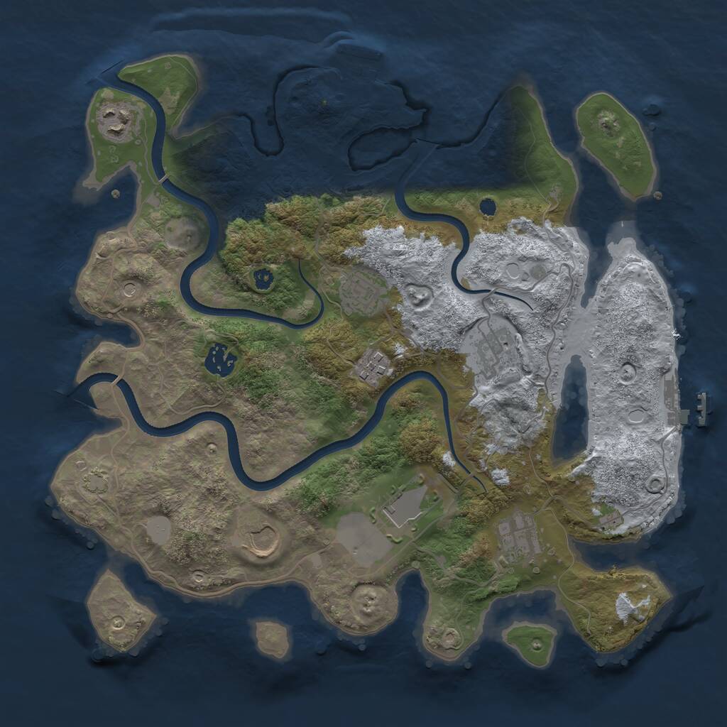Rust Map: Procedural Map, Size: 3500, Seed: 1607456, 13 Monuments