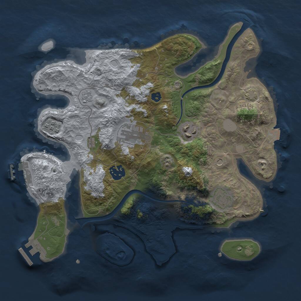 Rust Map: Procedural Map, Size: 3000, Seed: 1899097681, 11 Monuments