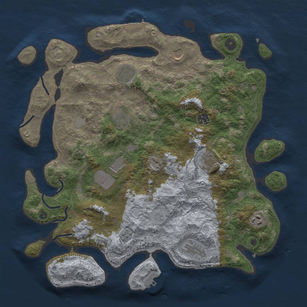 Rust Map: Procedural Map, Size: 4000, Seed: 1928644282, 16 Monuments