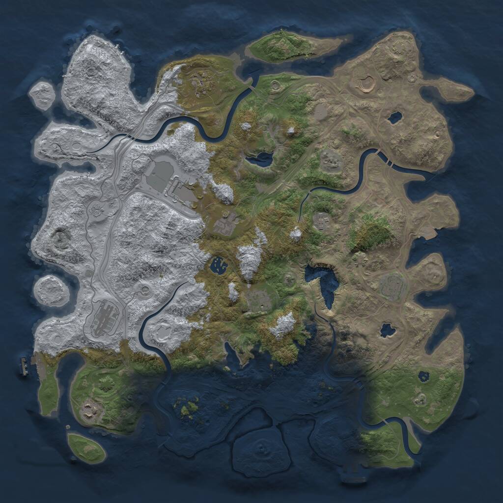 Rust Map: Procedural Map, Size: 4500, Seed: 1595734240, 16 Monuments