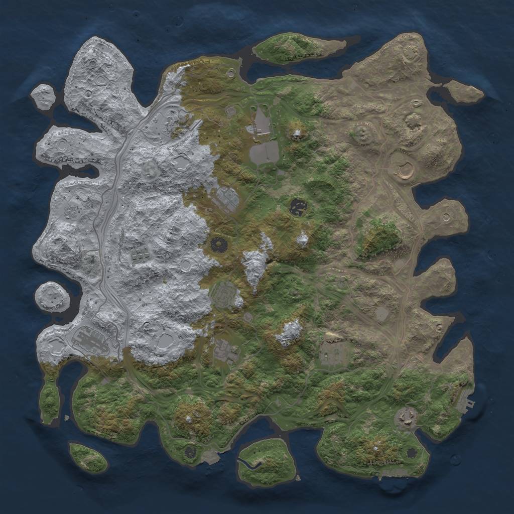 Rust Map: Procedural Map, Size: 4500, Seed: 1595734240, 19 Monuments
