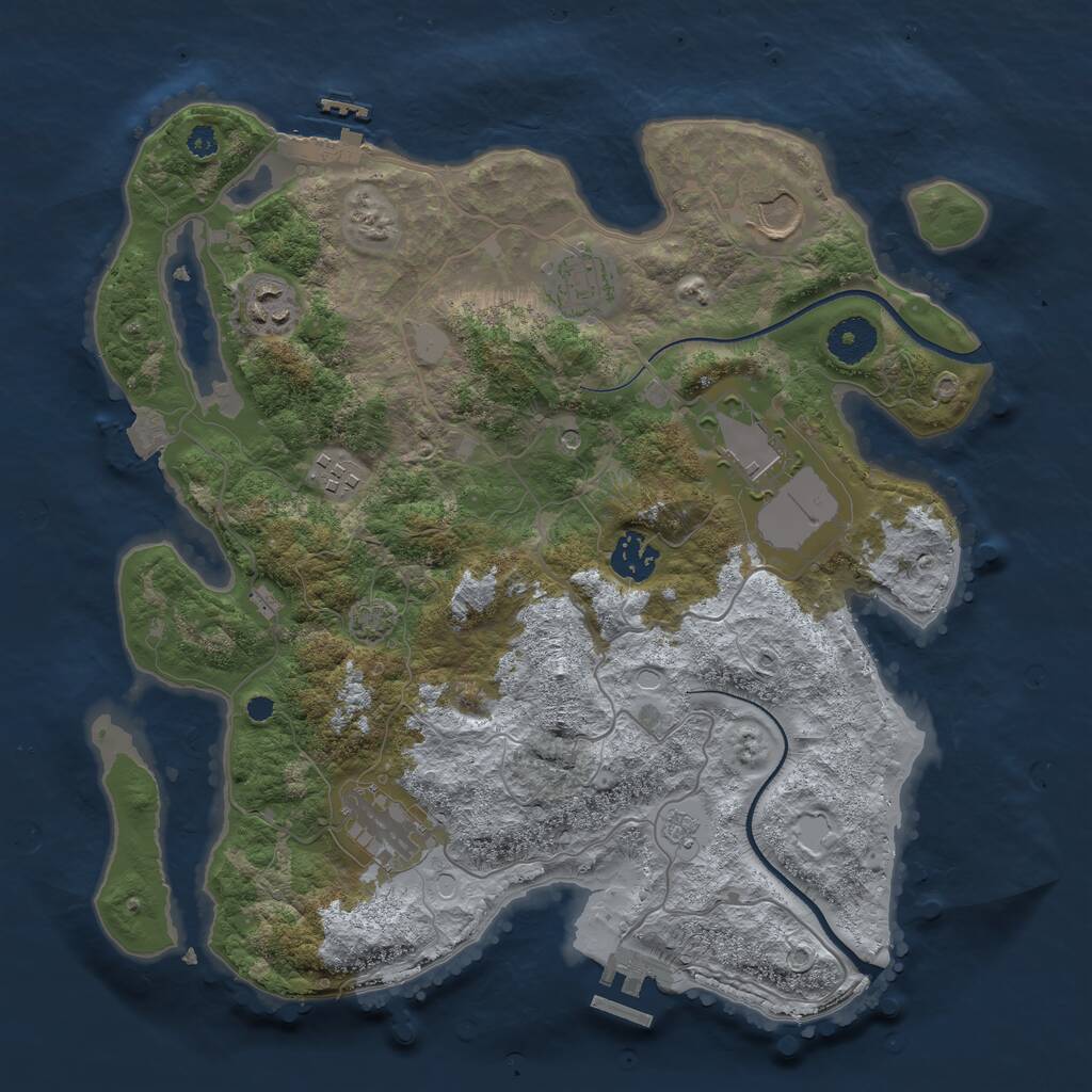 Rust Map: Procedural Map, Size: 3500, Seed: 812733648, 13 Monuments