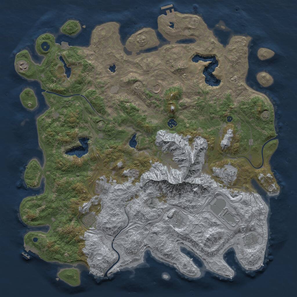 Rust Map: Procedural Map, Size: 5000, Seed: 1330040087, 16 Monuments