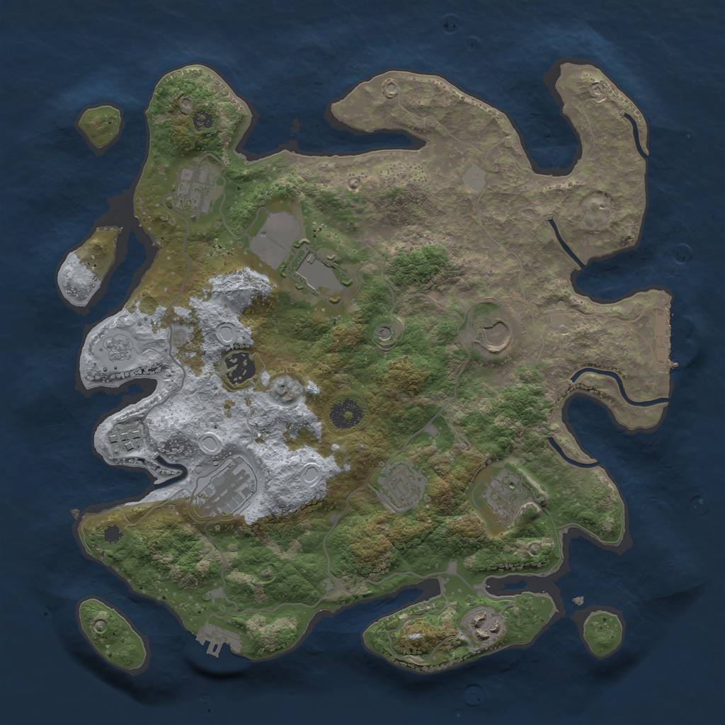 Rust Map: Procedural Map, Size: 3500, Seed: 456489, 16 Monuments