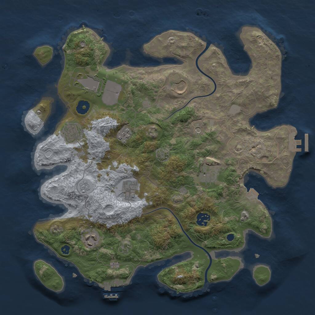 Rust Map: Procedural Map, Size: 3500, Seed: 456489, 14 Monuments