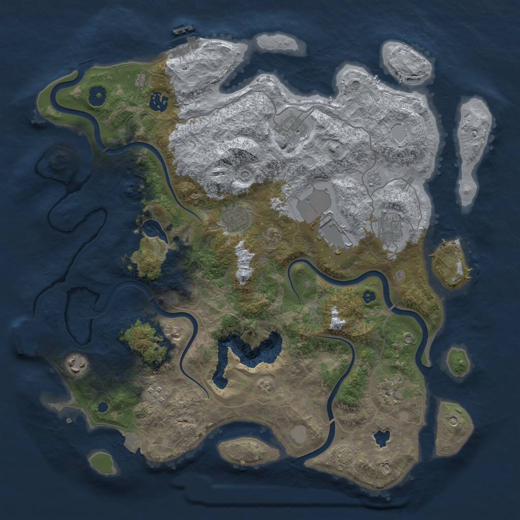 Rust Map: Procedural Map, Size: 4050, Seed: 157980279, 14 Monuments