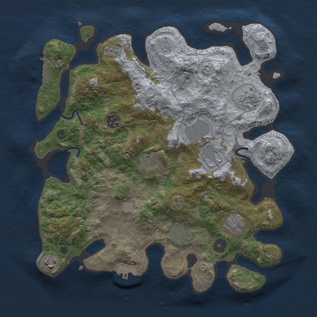 Rust Map: Procedural Map, Size: 3500, Seed: 1440065573, 15 Monuments