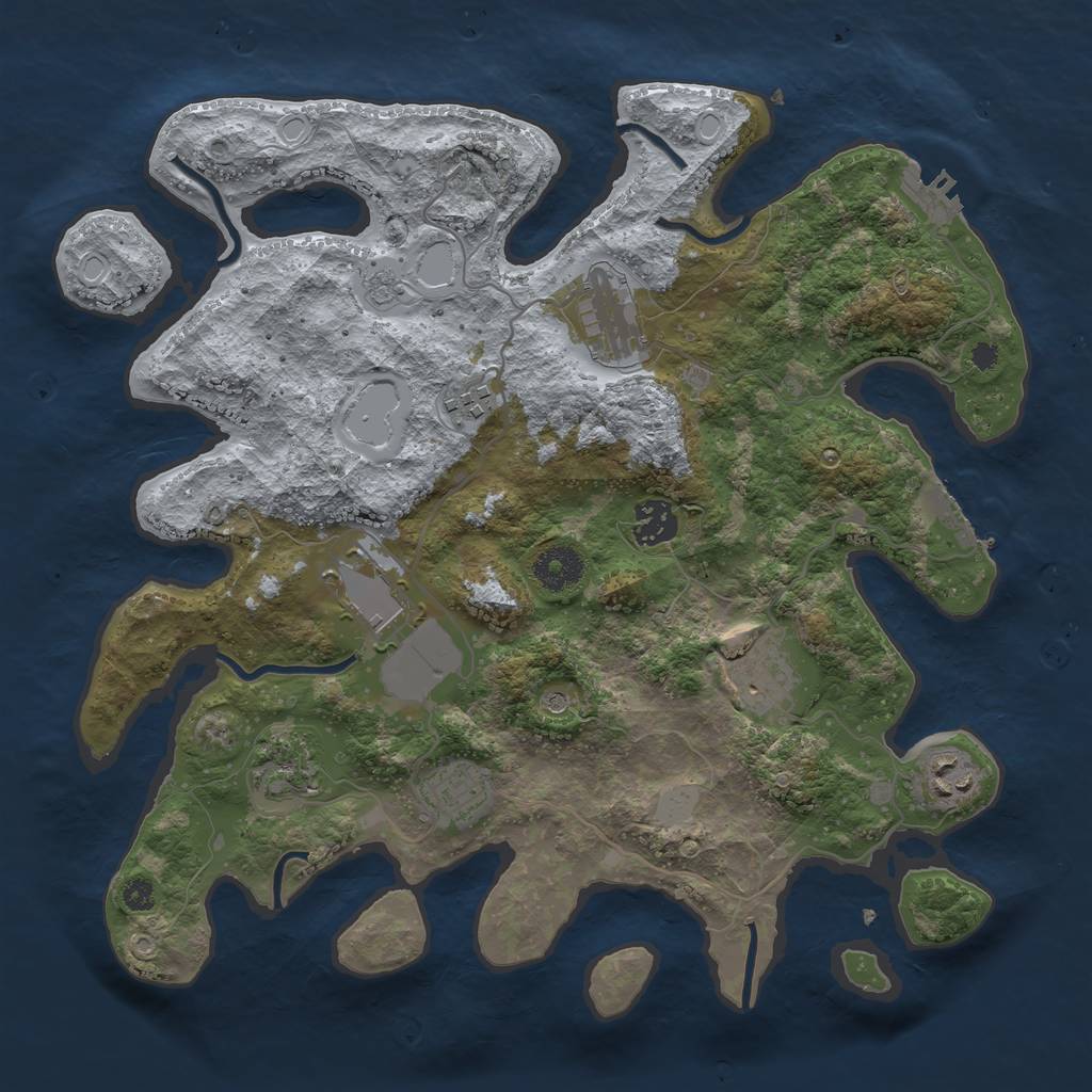 Rust Map: Procedural Map, Size: 3500, Seed: 1785949006, 15 Monuments