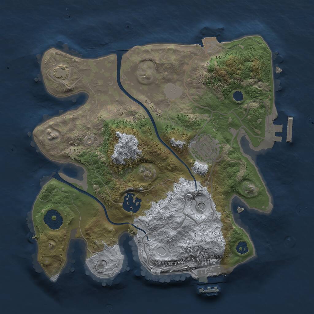 Rust Map: Procedural Map, Size: 2500, Seed: 345143345, 7 Monuments