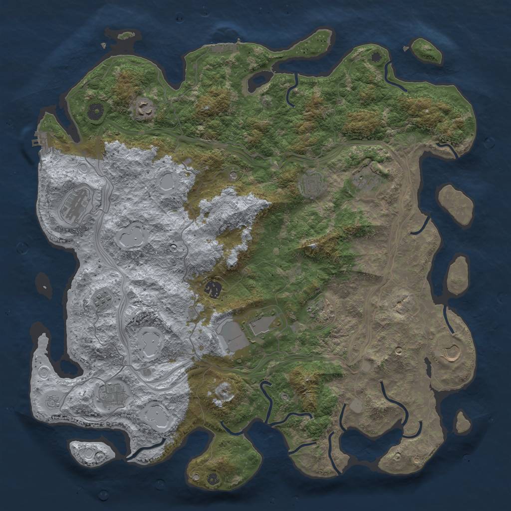 Rust Map: Procedural Map, Size: 4500, Seed: 415333053, 17 Monuments