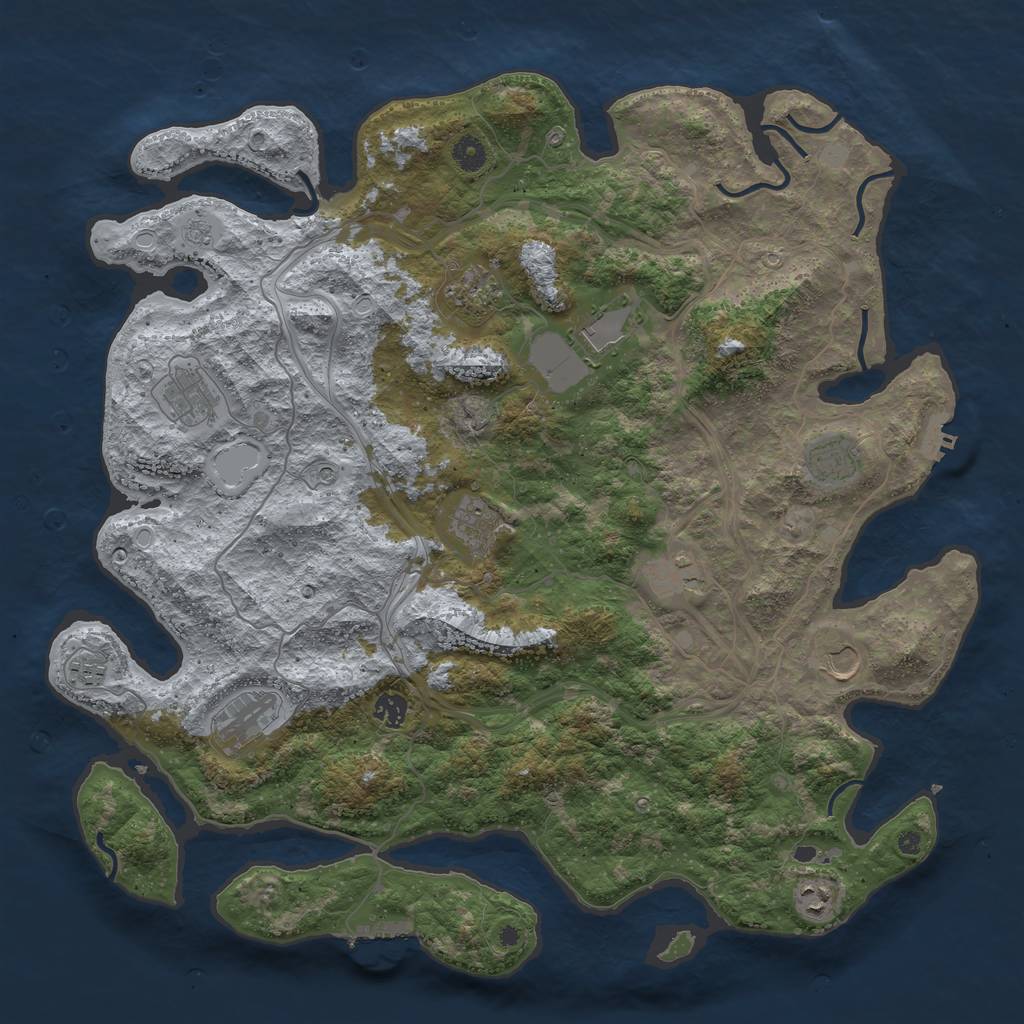 Rust Map: Procedural Map, Size: 4500, Seed: 494938, 18 Monuments
