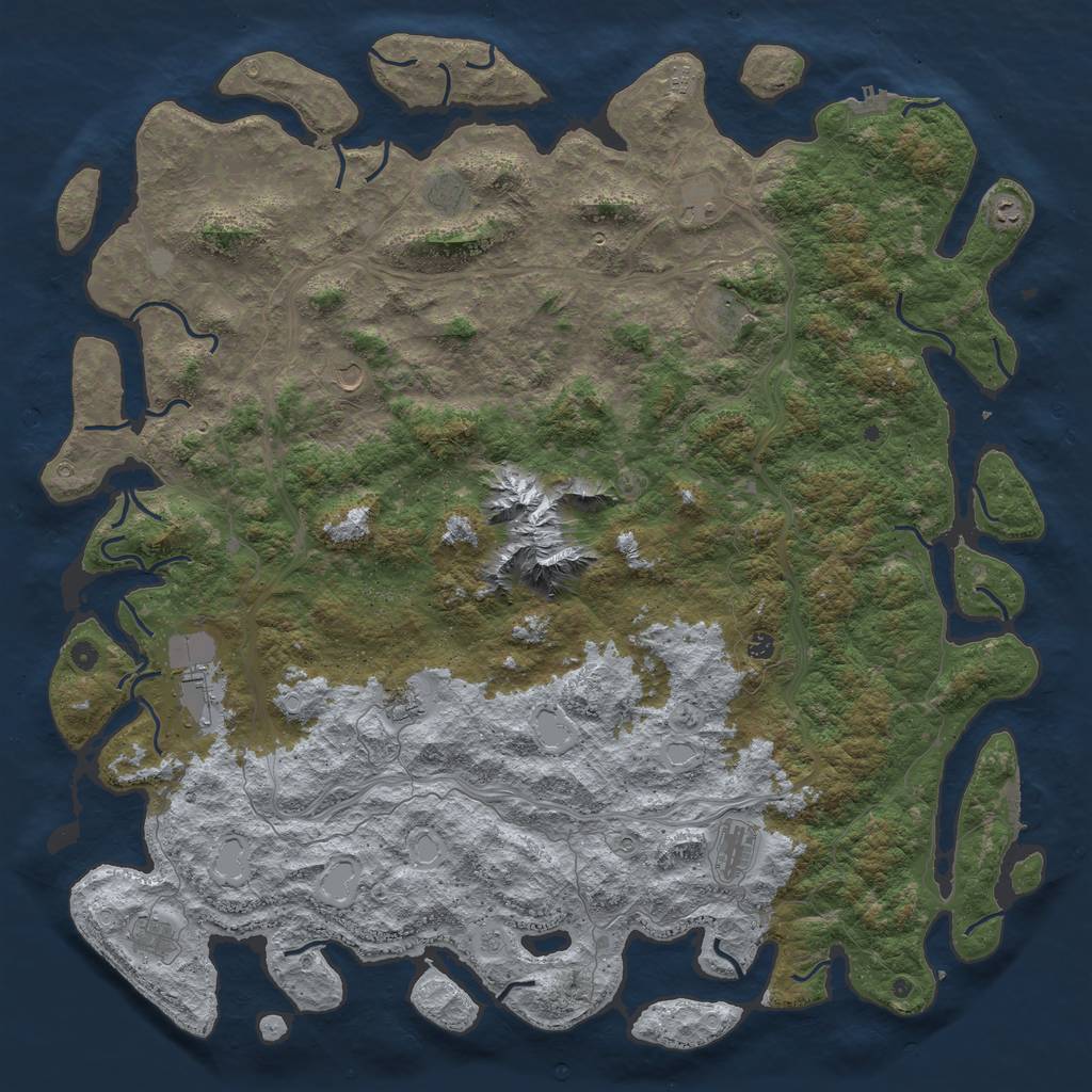 Rust Map: Procedural Map, Size: 6000, Seed: 148368345, 18 Monuments