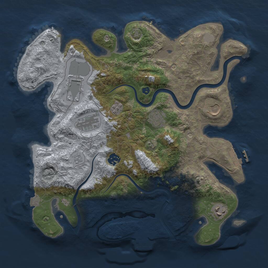 Rust Map: Procedural Map, Size: 3500, Seed: 1038812052, 13 Monuments