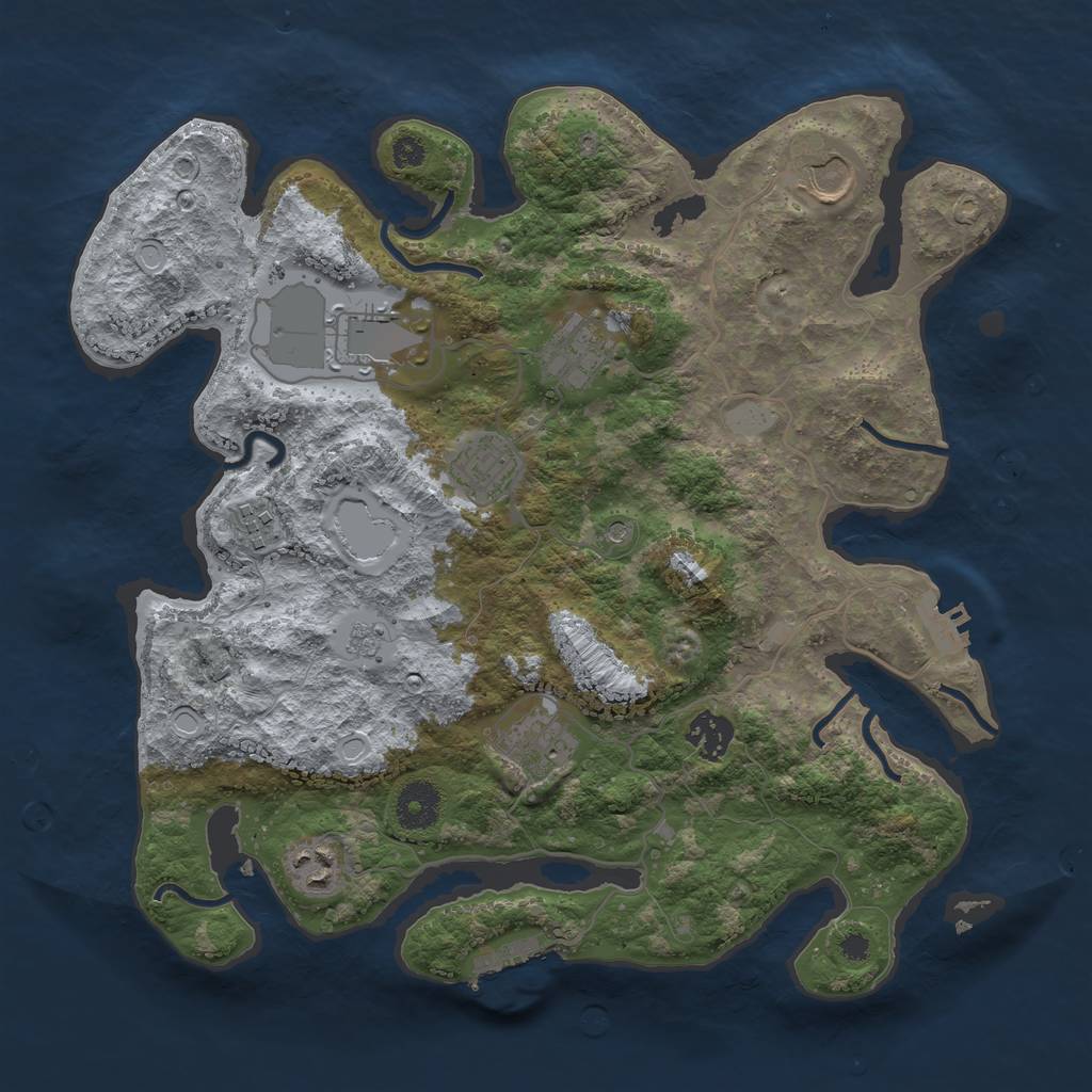 Rust Map: Procedural Map, Size: 3500, Seed: 1038812052, 15 Monuments