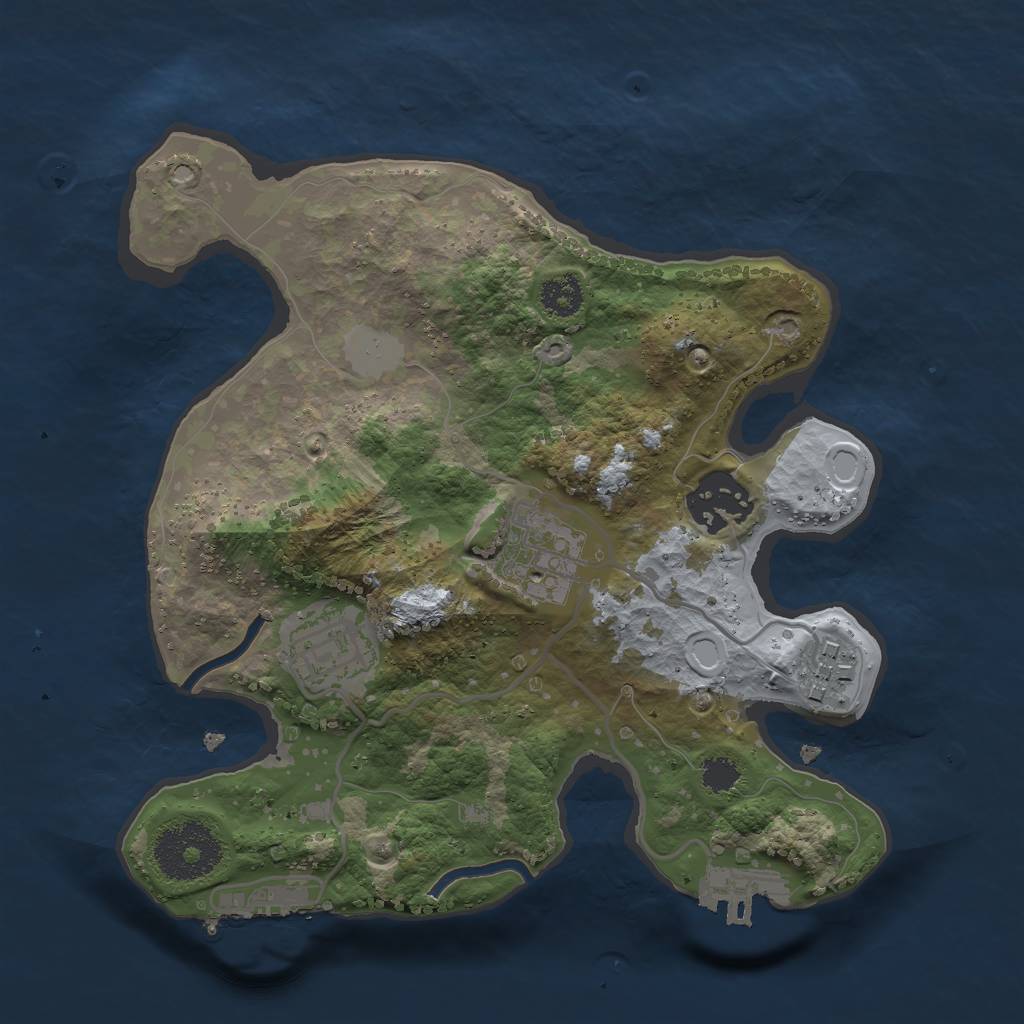 Rust Map: Procedural Map, Size: 2500, Seed: 15682947, 9 Monuments