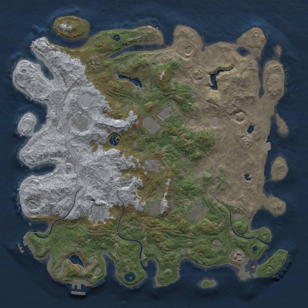 Rust Map: Procedural Map, Size: 4500, Seed: 398898849, 17 Monuments
