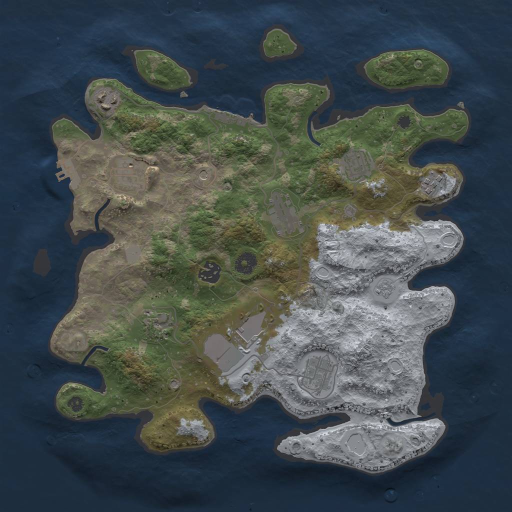 Rust Map: Procedural Map, Size: 3500, Seed: 520653664, 16 Monuments
